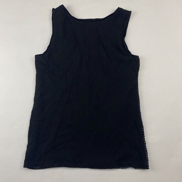Ann Taylor LOFT Black Silver Metallic Knit Tinsel Striped Blouse Tank Top Sz S - Picture 8 of 8